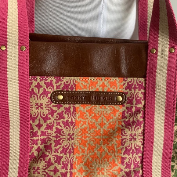 Tommy Hilfiger Pink/Multi Satchel Canvas Bag - Picture 2 of 6